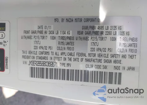 2011 Mazda Cx-7 I Sport z USA, uszkodzony, nr VIN JM3ER2B58B0369571